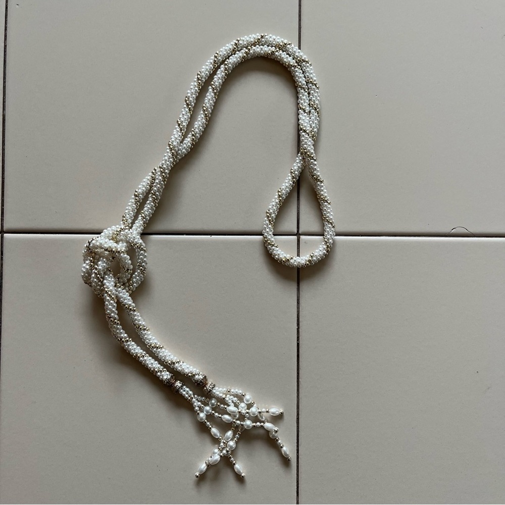 Vintage Beaded Pearl Rope Necklace